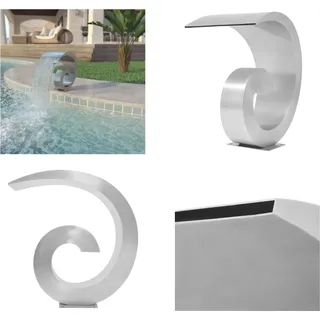 vidaXL Pool Wasserfall Edelstahl 50x30x53 cm Silbern - Poolbrunnen - Pool-Brunnen - Schwimmbadbrunnen - Springbrunnen - Silber