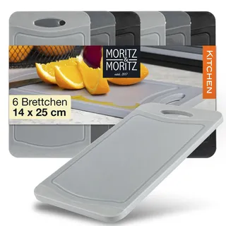 Moritz & Moritz 6x Frühstücksbrettchen Kunststoff Set - 14x25cm - Schwarz - Schneidebrett Kunststoff Set – Jausenbrett - Frühstücksbretter - Brotbretter Spülmaschinenfest - BPA-FREI