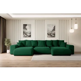 altdecor Ecksofa U-Form mit Schlaffunktion 3-Sitzer Grün