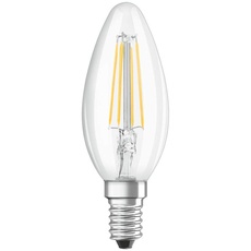 OSRAM STAR+ Dimmbare Filament LED Lampe mit E14 Sockel, Warmweiss (2700K), 4W, 3-stufig dimmbar per Klick, Kerzenform, Ersatz für 40W-Glühbirne, klar, LED THREE STEP DIM CLASSIC B, 4er-Pack
