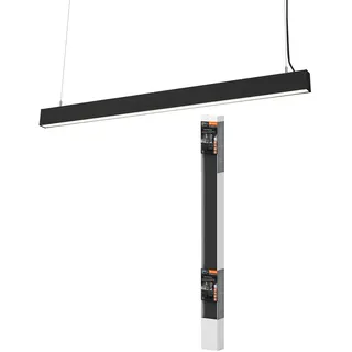 LEDVANCE Office Line Cuboid, quadratische abgependelte Bürodeckenleuchte, 42 W, 4400 lm, 4000 K, 840 kaltweiß, 3-stufig dimmbar, schwarzes Aluminium, IP20