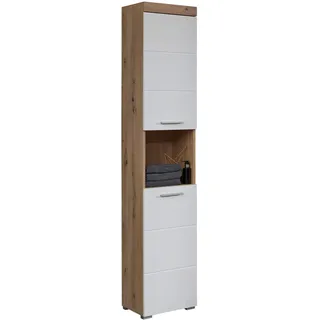 trendteam Hochschrank Amanda weiß Hochglanz Asteiche Nachbildung B/H/T: ca. 37x190x31 cm