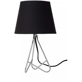 Tischlampe Stoff Nachttisch Schlafzimmer 30 cm E14 Wohnzimmer Tischleuchte rund