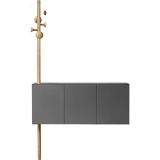 Design Wand Garderobe Garderoben Schrank Kommode Hänge Aufbewahrung Tür Regal - Grau