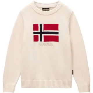 Napapijri Strickpullover Rundhals, Rippbündchen, beige