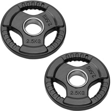 Olympische Hantelscheiben für Langhanteln und Kurzhanteln | Bumper Plates mit 50 mm Loch, gummierte Gewichtsscheiben von 2,5 kg bis 20 kg (2 Scheiben à 2,5 kg)