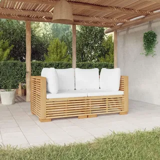 The Living Store Garten-Ecksofas mit Kissen 2 Stk. Massivholz Teak - Braun