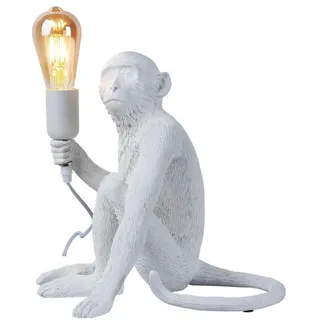 Tischlampe im Affen-Design aus Kunstharz, weißes Finish, Industriestil, E27-Glühbirne, ideal für modernes Nachbildung