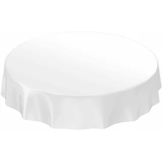 ANRO Wachstischdecke Wachstuch Tischdecke abwaschbar Weiß Uni matt Rund 140cm