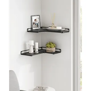 VASAGLE Eckregal, 2er Set L-förmig , Wandregal, Industrie-Design, für Wohnzimmer,schwarz SLL831B22 - Schwarz