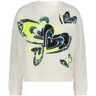 Sweatshirt CARTOON "Sweatshirt mit Rippbündchen", Damen, Gr. 40, bunt (patch cream, grün), Obermaterial: 88% Baumwolle CO. 12% Polyester PES., Sweatshirts Sweatshirt