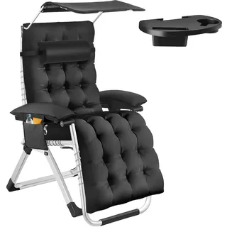 Tectake Sonnenliege 93 x 73 x 168 cm Schwarz