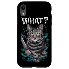 Hülle für iPhone XR Katze Messer Design Witzige Tier Katzen