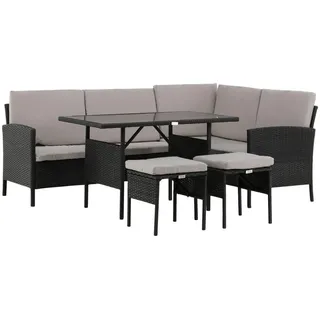 Gardenson Dining-Loungeset , Grau, Schwarz , Kunststoff , Gartenmöbel, Gartengarnituren, Gartenmöbel-Sets