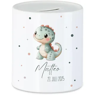 Spardose Kinder mit Namen Personalisiert, Tiermotiv Elefant Geschenk für Mädchen & Junge Geburtstag, Weihnachten, Geburt und Taufe - Sparschwein Geldgeschenk und Wunscherfüller