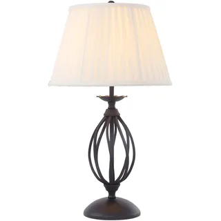 Tischleuchte in Schwarz Creme Stoff h: 54cm Rustikal CANDELA 1 Nachttisch Lampe