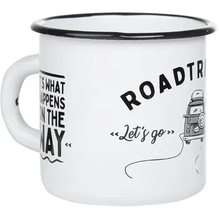 MUGSY Emaille Tasse, Roadtrip Campervan Design, 300ml, Camping Tasse, bruchfest & leicht