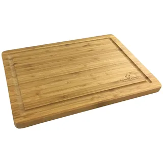 Grillfürst Schneidebrett - rutschfestes Tranchierbrett aus Bambus zur Zubereitung von Fleisch, Servierbrett für Käse und Wurst, 39 x 26 x 2 cm