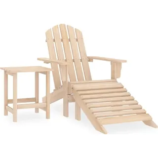 The Living Store Adirondack-Gartenstuhl mit Fußstütze & Tisch Massivholz Tanne - Beige