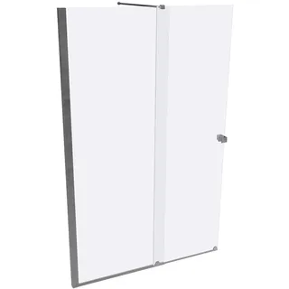 HÜPPE Xtensa pure Walk-In Gleittür 1-teilig, mit festem Segment, Breite:140cm, Anschlag links, Querbügel, XT0105069321, Duschkabine: Profilfarbe silber hochglanz Glas ESG klar