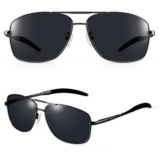 Bloomoak Polarisierte Sonnenbrille Herren Fahren Sonnenbrille 100% UV400 Schutz Polarisierte Outdoor-Sport-Sonnenbrille mit klassischen Al-Mg-Metallrahmen, grau, groß