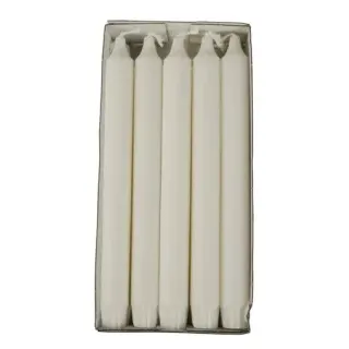 Papstar Kronkerzen aus 100 % Stearin, Ø 2,3 cm, Länge: 24 cm, weiß, 1 Packung = 10 Stück