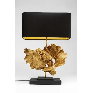 Kare Design Tischleuchte Betta Fish, Gold/Schwarz, Fisch-Motiv, Tischlampe, Leinen Schirm, kein Leuchtmittel inklusive, E27, Wohnzimmer, Designer Lampe, Tierleuchte