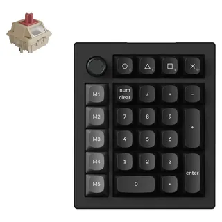 Keychron V0 Ultra 8K Kabellose Mechanische Tastatur Numpad NumberPad Ziffernblock QWERTY US Fully Assembled Knob / Black / Keychron Silk POM Switch - Red - Schwarz