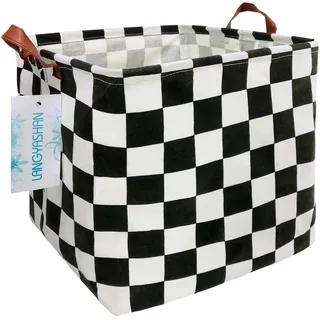 LANGYASHAN Quadratische Aufbewahrungskörbe aus wasserdichtem Segeltuch für Kinder, Wäschekorb für Regale, Geschenkkörbe, Spielzeug-Organizer, Raumdekoration (quadratische Rennflagge)