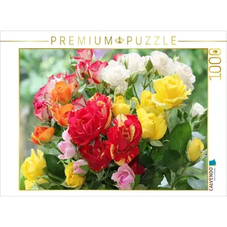 Calvendo Puzzle Bunter Rosenstrauß | 1000 Teile Lege-Größe 64 x 48 cm Foto-Puzzle für glückliche Stunden