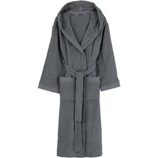 Unisex-Bademantel OTTO HOME "Tailles, ideal für Sauna & Spa, Hotelbademantel, Morgenmantel" Gr. L, grau (dunkelgrau), L:125cm, Walkfrottier, Hausmäntel, Unisex-Bademantel, langer Bademantel für Damen und Herren, 100% Baumwolle, XS-3XL