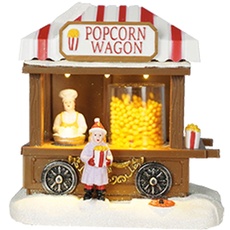 Bild Weihnachtsdorf/-szene: Popcornautomat mit LED Beleuchtung, bewegenden Popcorns, batteriebetrieben