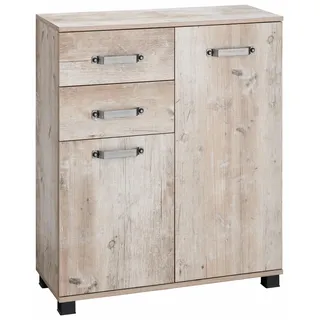 Schildmeyer Badkommode SCHILDMEYER "Milan", braun (eichefarben used), B:80,5cm H:95cm T:32cm, FSC-zertifizierter Holzwerkstoff, Sideboards, Breite 80,5 cm, mit 2 Türen, 2 Schubladen & Metallgriffen