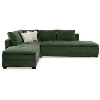 luma-home Eckcouch Cord 2-Sitzer Grün