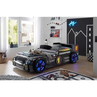 MID.YOU Spielbett Rinum 90 x 200 cm Holz/Kunststoff hochglänzend schwarz