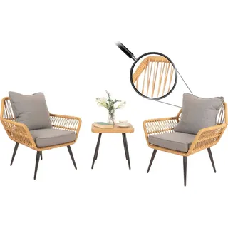 Mendler Poly-Rattan Garnitur HWC-N34 7-tlg. Dunkelgrau