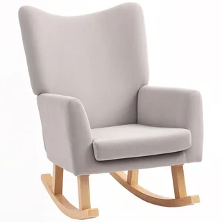 Homcom Schaukelstuhl Schaukelsessel mit hoher Rückenlehne, Cord-Optik für Wohnzimmer , Hellgrau , Kunststoff , 72x100x97 cm , Wohnzimmer, Sessel, Schaukelstühle