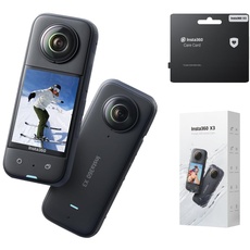 Insta360 X3 mit X3 Care Garantiekarte - wasserdichte 360°-Action-Kamera mit 48MP 1/2"-Sensoren, 5,7K 360°-Active HDR-Videos, 72MP 360°-Fotos, 4K Einzelobjektiv, 60fps Ich-Modus, 2,29"-Touchscreen