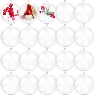 7Queen 10,2 cm große, transparente Weihnachtskugeln, 20 Stück, durchsichtig, befüllbar, bruchsicher, Ornament, Kugeln für Bastelarbeiten, Hochzeit, Party, Urlaub, Heimdekoration (50,8 cm, 10,2 cm)