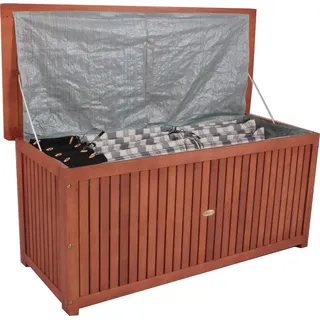 Akazie Auflagenbox WASHINGTON mit Innenfolie - 133 x 58 x 55 cm - Holz Box für Stuhl Polster Auflagen - Braun