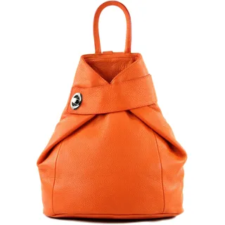 modamoda de - T179 - ital: Damen Rucksack Tasche aus Leder, Farbe:Orange