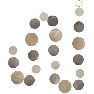 Boltze Capiz-Girlande Country Muschel 180 x 7,5 cm Handarbeit Beige, Dunkelgrau, Weiß