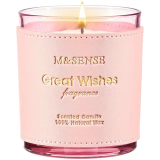 M&SENSE Blumen-Zitrus Duftkerzen im Glas aus Sojawachs,Vegan & Schadstofffrei, 283g (42h), Aromatherapie für Zuhause, Date Night​,Geschenke für Frauen