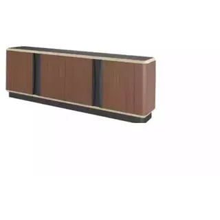 Moderner Arbeitszimmer Set Luxus Möbel Eckschreibtisch Sideboard Massivholz - Braun