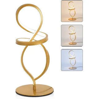 ELINKUME Gold Nachttischlampe Dimmbar 15W LED Tischlampe,3 Farbe Temperaturen Schreibtischlampe für Heim und Büro,Schreibtischlampen für Arbeit und Studium,Moderne Dekorative Tisch Lampe mit Kabel