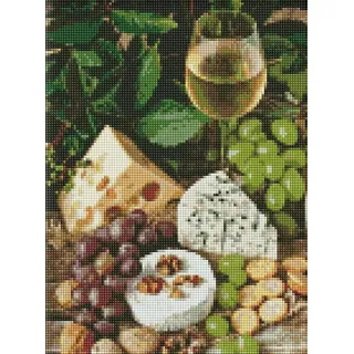 Diamant Mosaik - Weißwein mit Käse 30x40cm