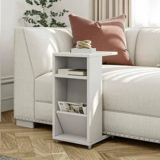 Dmora Couchtisch Belel 30x40x63h cm Weiß, Beine mit Rollen
