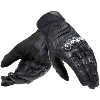 Dainese Carbon 4 Short Gloves, Kurze Motorradhandschuhe aus Leder, mit Knöchelprotektoren aus Carbon, Mann, Schwarz/Schwarz, S