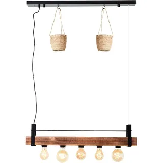 Brilliant Pendelleuchte Bankwood 5-flammig Holz-Schwarz