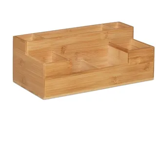 Relaxdays Schreibtisch Organizer , Hellbraun , Holz , 30x11x15 cm , Büromöbel, Schreibtische